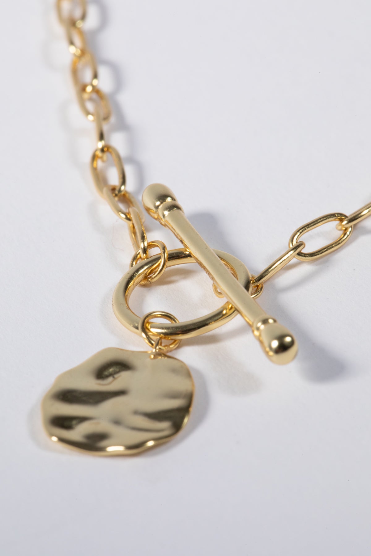 HAMMERED COIN OT BUCKLE PENDANT NECKLACE